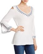 Love Scarlett Embroidered Cold Shoulder Top - 100% Exclusive