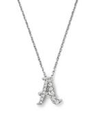 Diamond Initial A Pendant Necklace In 14k White Gold, .08 Ct. T.w.