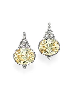 Judith Ripka Sterling Silver La Petite Oval Earrings With White Sapphire And Canary Crystal