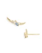 Argento Vivo Cubic Zirconia & Stone Curved Bar Stud Earrings