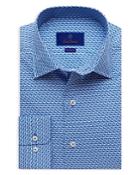 David Donahue Fusion Cotton Scooter Print Trim Fit Dress Shirt