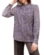 Gerard Darel Claus Lace Trim Floral Print Blouse