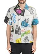 Aries Cotton Graphic Print Regular Fit Button Down Hawaiian Shirt