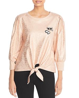 Karl Lagerfeld Paris Karl Emoji Knot Front Knit Top