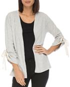 B Collection By Bobeau Nia Ruched-sleeve Open Cardigan