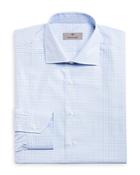 Canali Blue Large Check Print Dress Shirt