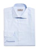 Canali Blue Large Check Print Dress Shirt