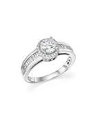 Diamond Halo Engagement Ring In 14k White Gold, 1.10 Ct. T.w.
