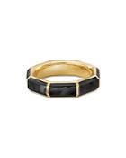 David Yurman 18k Yellow Gold & Forged Carbon Faceted Slim Band
