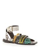 Freda Salvador Women's Clare Snake Embossed Square Toe Sandals