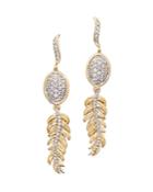 Diamond Pave Feather Drop Earrings In 14k Yellow Gold, .80 Ct. T.w. - 100% Exclusive