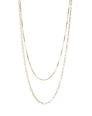 Argento Vivo Rounded Snake & Elongated Paper Clip Double Chain Necklace, 16-18
