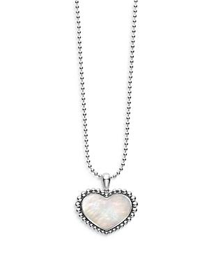 Lagos Sterling Silver Maya Mother Of Pearl Inlay Heart Pendant Necklace, 34