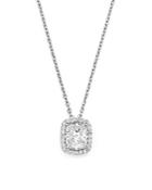Diamond Halo Pendant Necklace In 14k White Gold, .90 Ct. T.w.