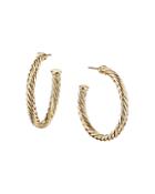 David Yurman 18k Yellow Gold Cable Hoop Earrings
