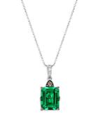 Bloomingdale's Emerald, Brown Diamond & Champagne Diamond Pendant Necklace In 14k White Gold, 18-20 - 100% Exclusive
