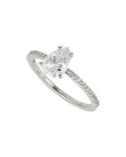 Nadri Pave & Pear Shape Cubic Zirconia Ring In Rhodium Plated