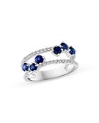 Bloomingdale's Blue Sapphire & Diamond Statement Ring In 14k White Gold - 100% Exclusive