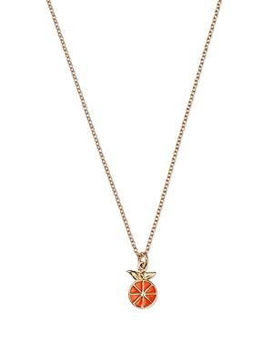 Moon & Meadow 14k Yellow Gold Enamel Orange Fruit Pendant Necklace, 15-16