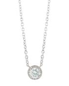 Lightbox Jewelry Halo Lab-grown Diamond Pendant Necklace In Sterling Silver, 18