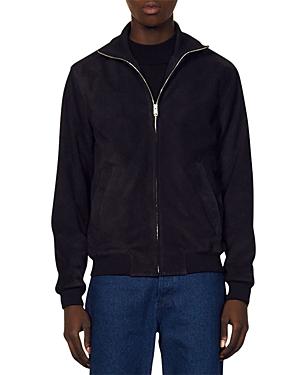 Sandro Daren Zip Front Suede Jacket