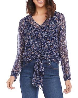 Karen Kane Floral Print Tie Waist Blouse