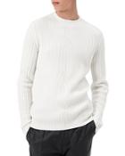 Hugo Scablor Wool Ribbed Cable Knit Slim Fit Mock Neck Sweater