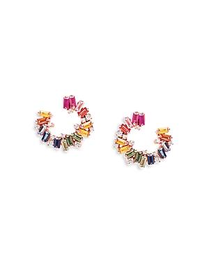 Suzanne Kalan 18k Yellow Gold Fireworks Rainbow Sapphire Spiral Earrings
