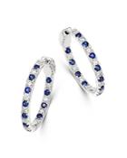 Bloomingdale's Blue Sapphire And Diamond Inside Out Hoop Earrings In 14k White Gold - 100% Exclusive