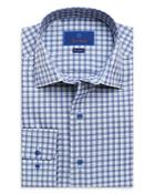 David Donahue Classic Small Plaid Fusion Regular Fit Dress Shirt