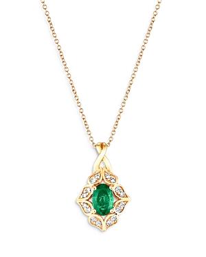 Bloomingdale's Emerald & Diamond Art Deco Pendant Necklace In 14k Yellow Gold, 18-20 - 100% Exclusive
