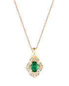 Bloomingdale's Emerald & Diamond Art Deco Pendant Necklace In 14k Yellow Gold, 18-20 - 100% Exclusive