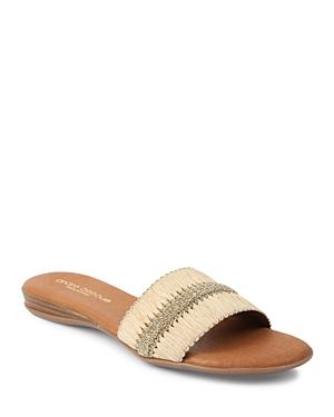 Andre Assous Women's Isabela Glitter Raffia Slide Sandals