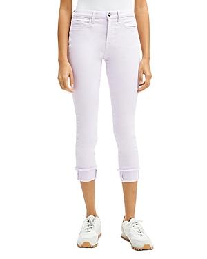 Jen7 Cropped Skinny Frayed Hem Cuff Jeans In Hibiscus