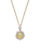 Opal Pendant Necklace With Diamond Halo In 14k Yellow Gold, 18
