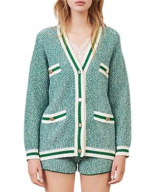 Maje Maitresse Metallic Threaded Cardigan