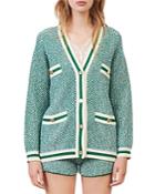 Maje Maitresse Metallic Threaded Cardigan