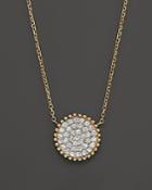Diamond Pave Disk Pendant In 14k Yellow Gold, .55 Ct. T.w.