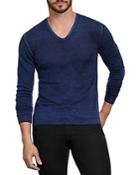 John Varvatos Collection V Neck Sweater With Reverse Print