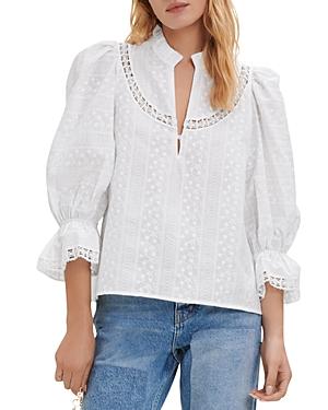 Maje Limoges Embroidered Lace Trim Blouse