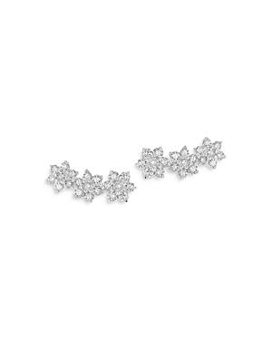 Bloomingdale's Diamond Flower Ear Climbers In 14k White Gold, 0.30 Ct. T.w. - 100% Exclusive
