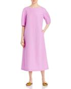 Lafayette 148 New York Cait Silk Linen Midi Dress