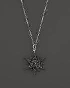 Kc Designs Black Diamond Starburst Pendant Necklace In 14k White Gold, 18