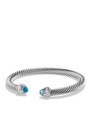 David Yurman Cable Classics Bracelet With Blue Topaz And Diamonds