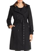 Jane Post Leopard Trim Belted Trench Coat