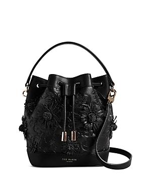 Ted Baker Floral Laser Cut Leather Bucket Bag