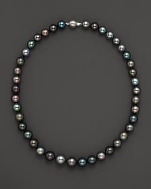 Tahitian Pearl And 14k White Gold Strand Necklace