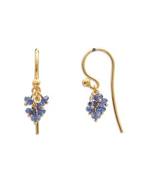 Gurhan 24k Yellow Gold Boucle Blue Sapphire Bead Cluster Drop Earrings