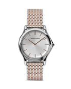 Emporio Armani Swiss Made Rose Gold Ion Plated Stainless Steel Watch With Link Bracelet, 36mm