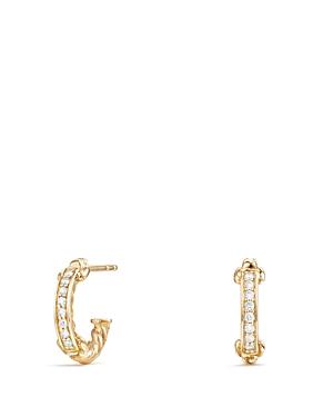 David Yurman Petite Pave Hoop Earrings With Diamonds In 18k Gold